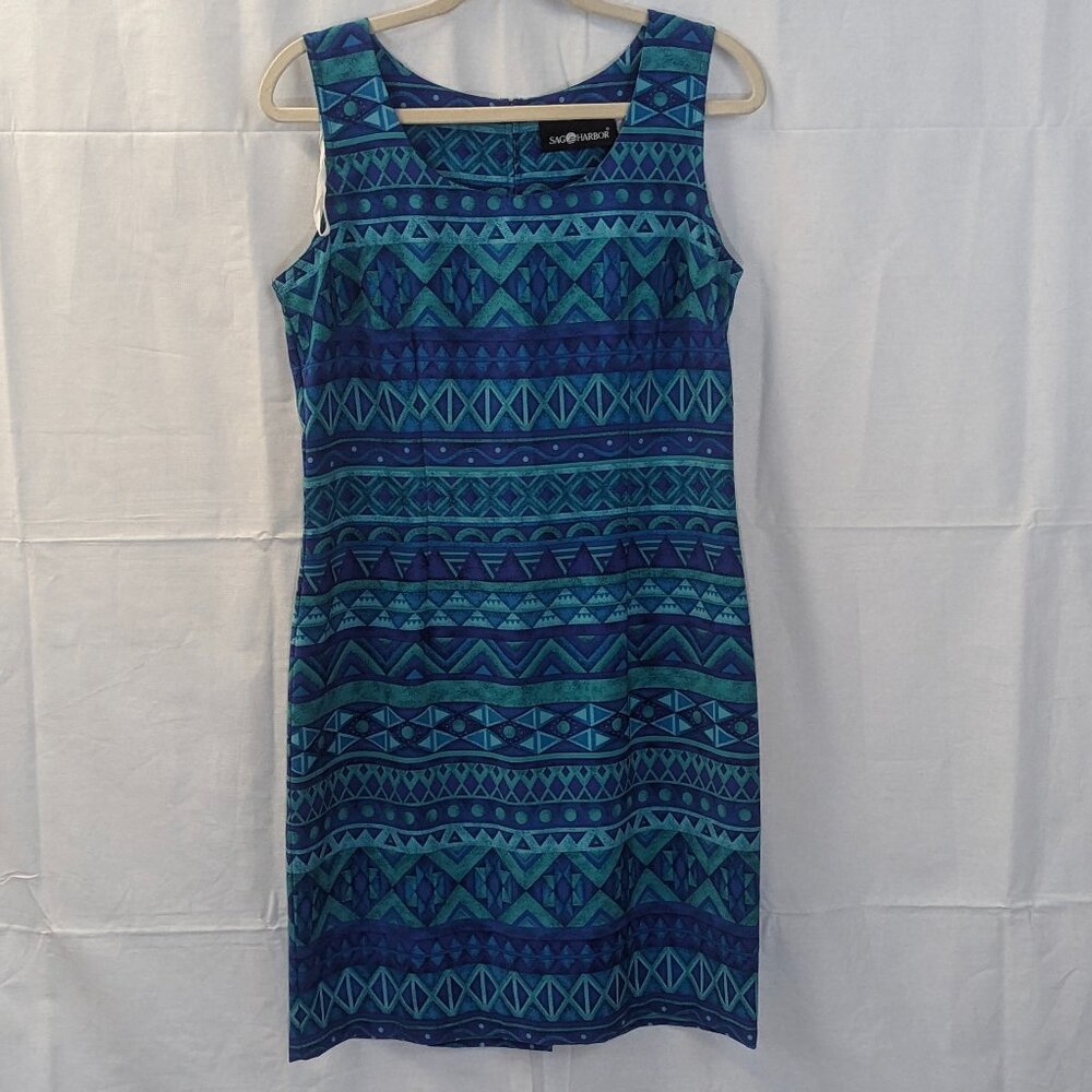 Sag Harbor Size 10 Dress in Blue and Green